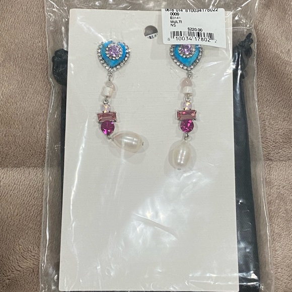 DANNIJO Max 15MM Teardrop Pearl & Glass Crystal Drop Earrings - NWT Never Worn - Picture 4 of 6